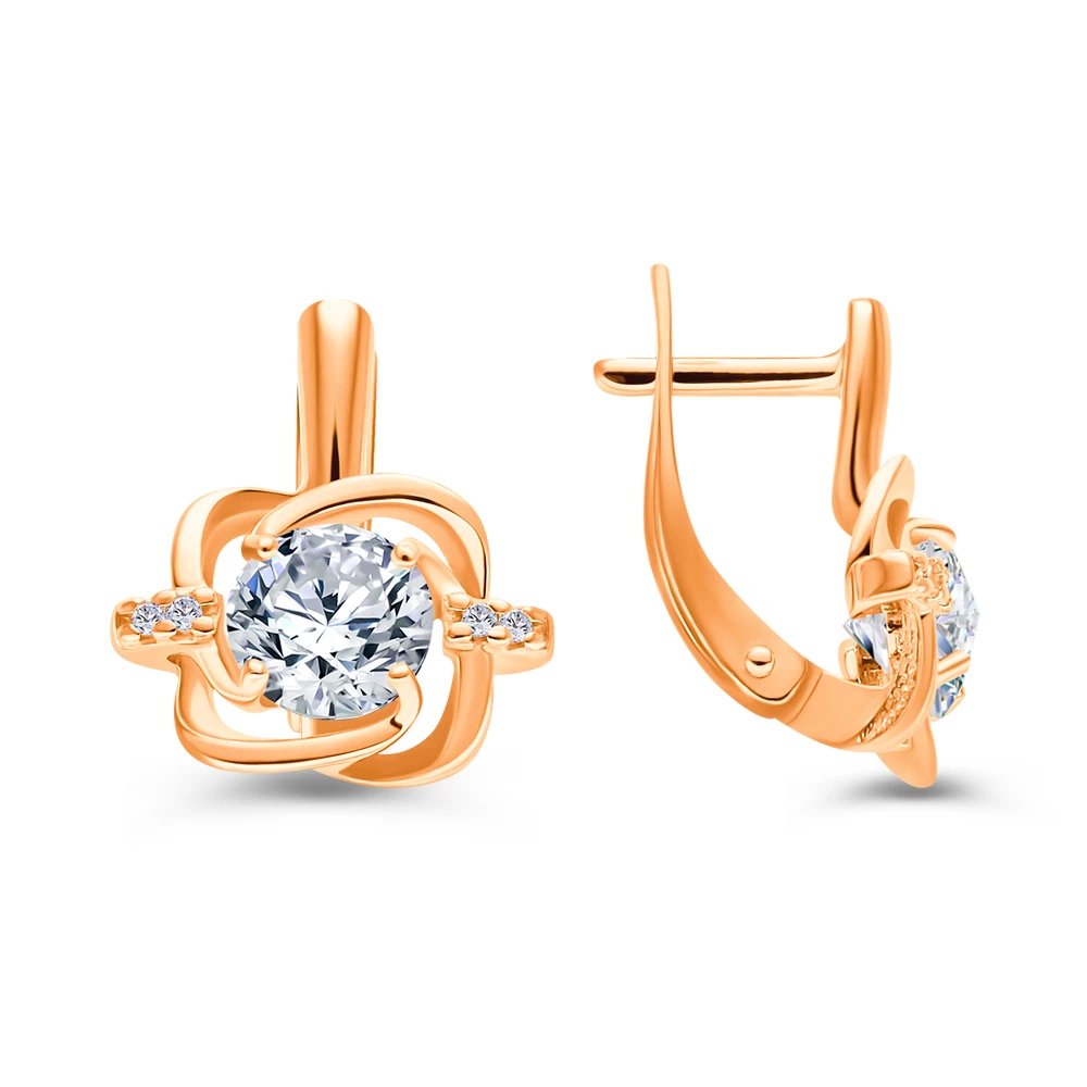 Серьги с фианитами из серебра 925 пробы
