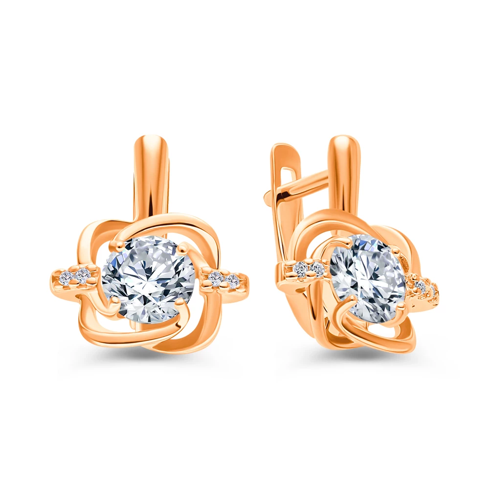 Серьги с фианитами из серебра 925 пробы