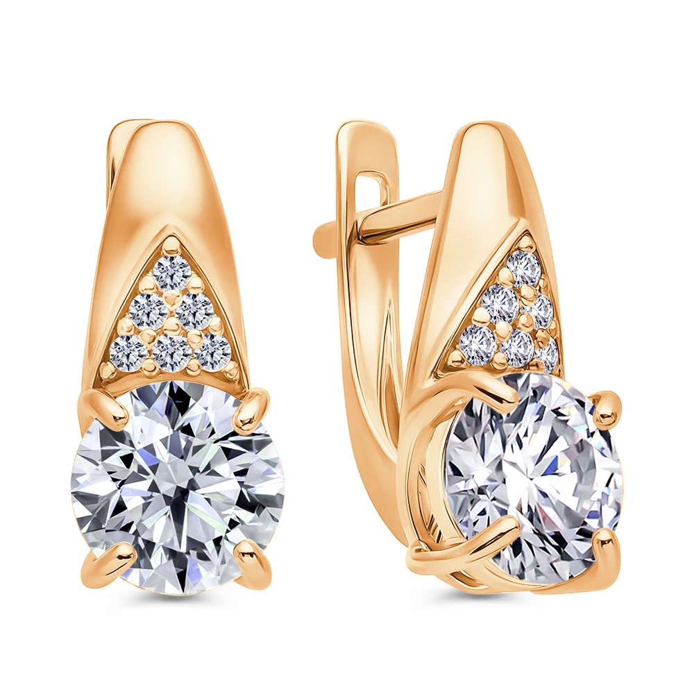 Серьги с фианитами из серебра 925 пробы