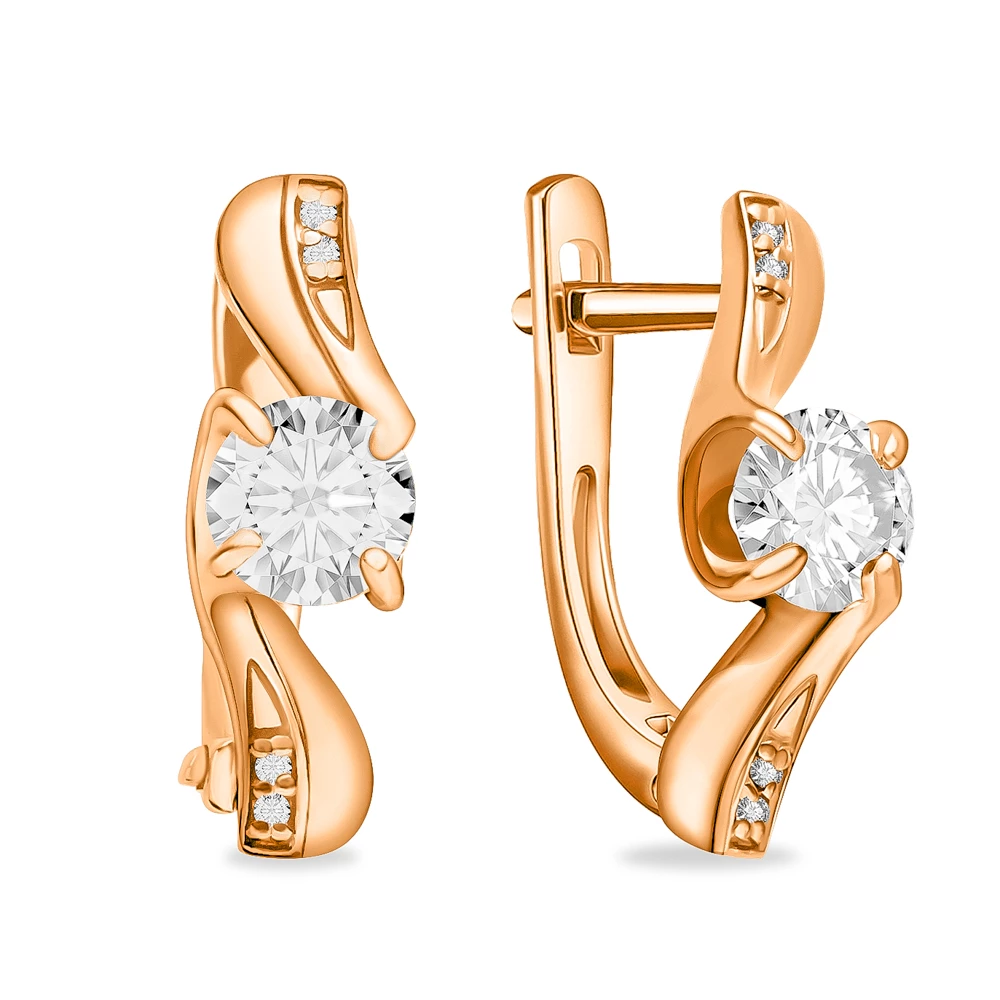 Серьги с фианитами из серебра 925 пробы