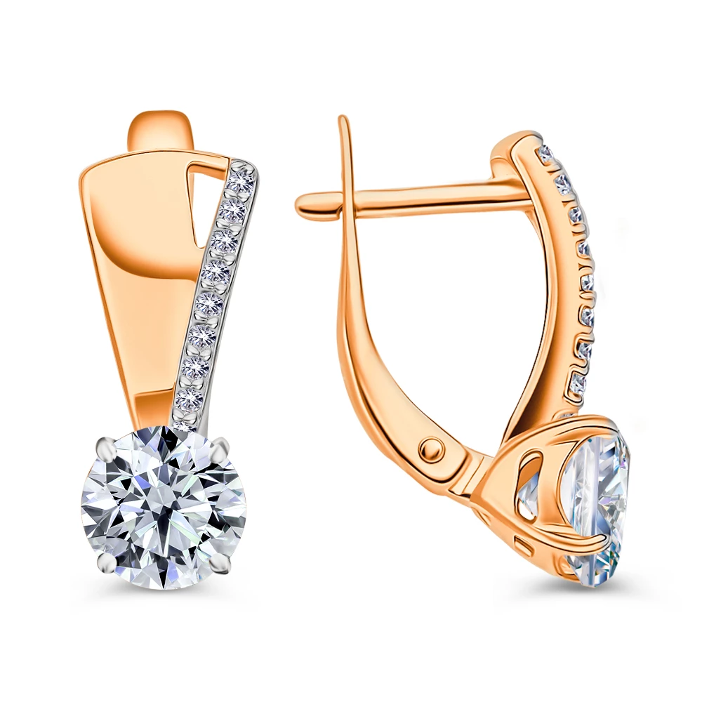 Серьги с фианитами из серебра 925 пробы