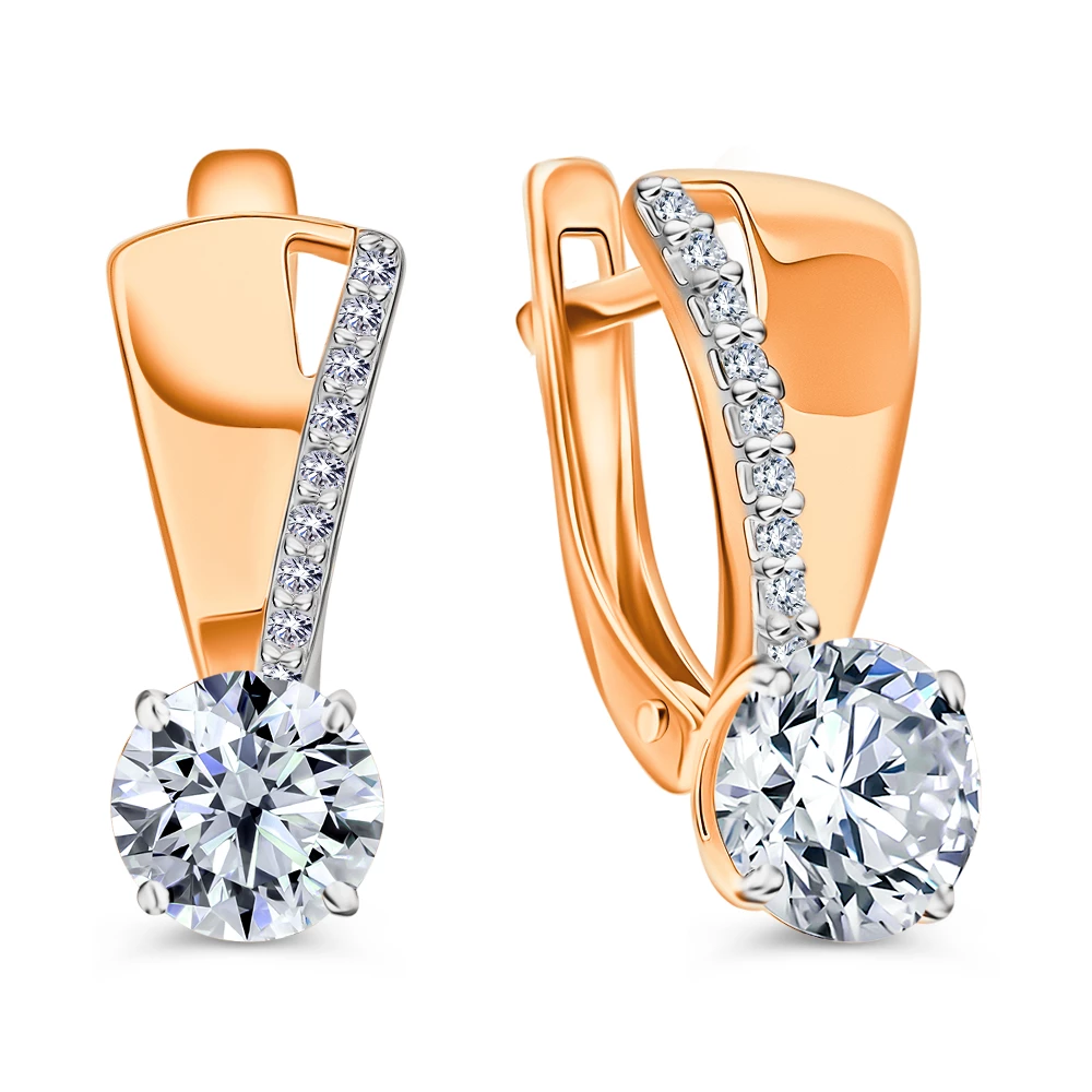 Серьги с фианитами из серебра 925 пробы