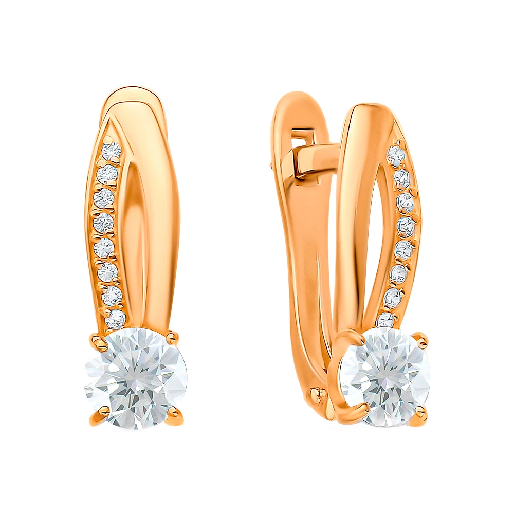 Серьги с фианитами из серебра 925 пробы 1