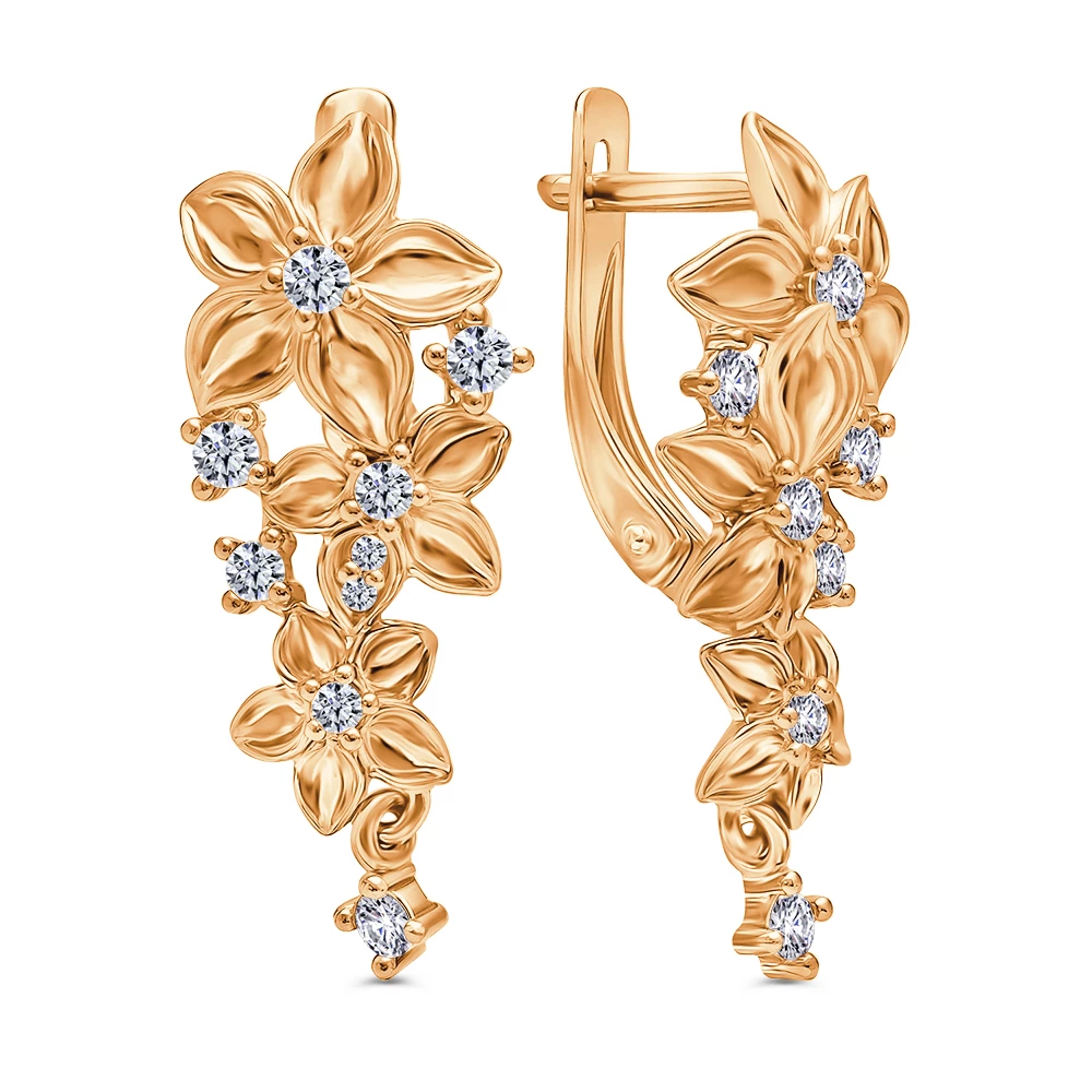 Серьги с фианитами из серебра 925 пробы