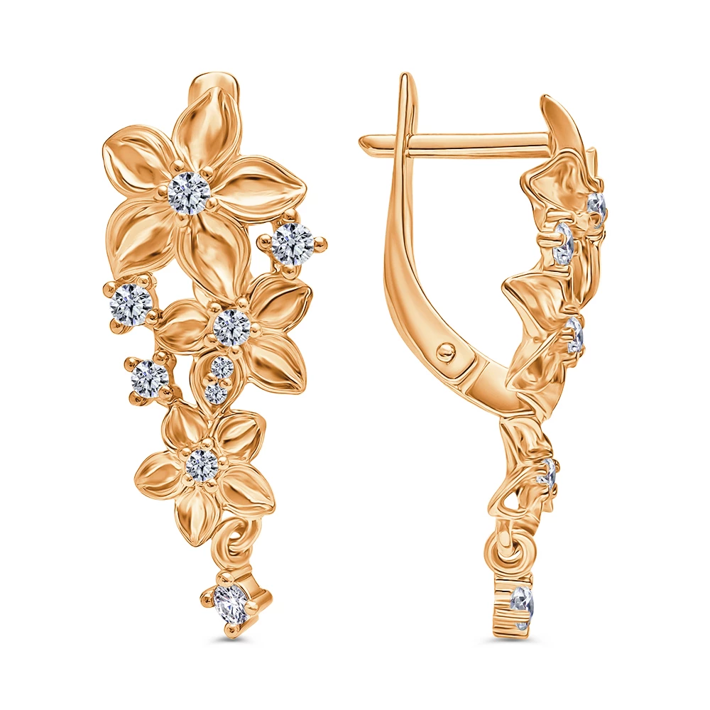 Серьги с фианитами из серебра 925 пробы