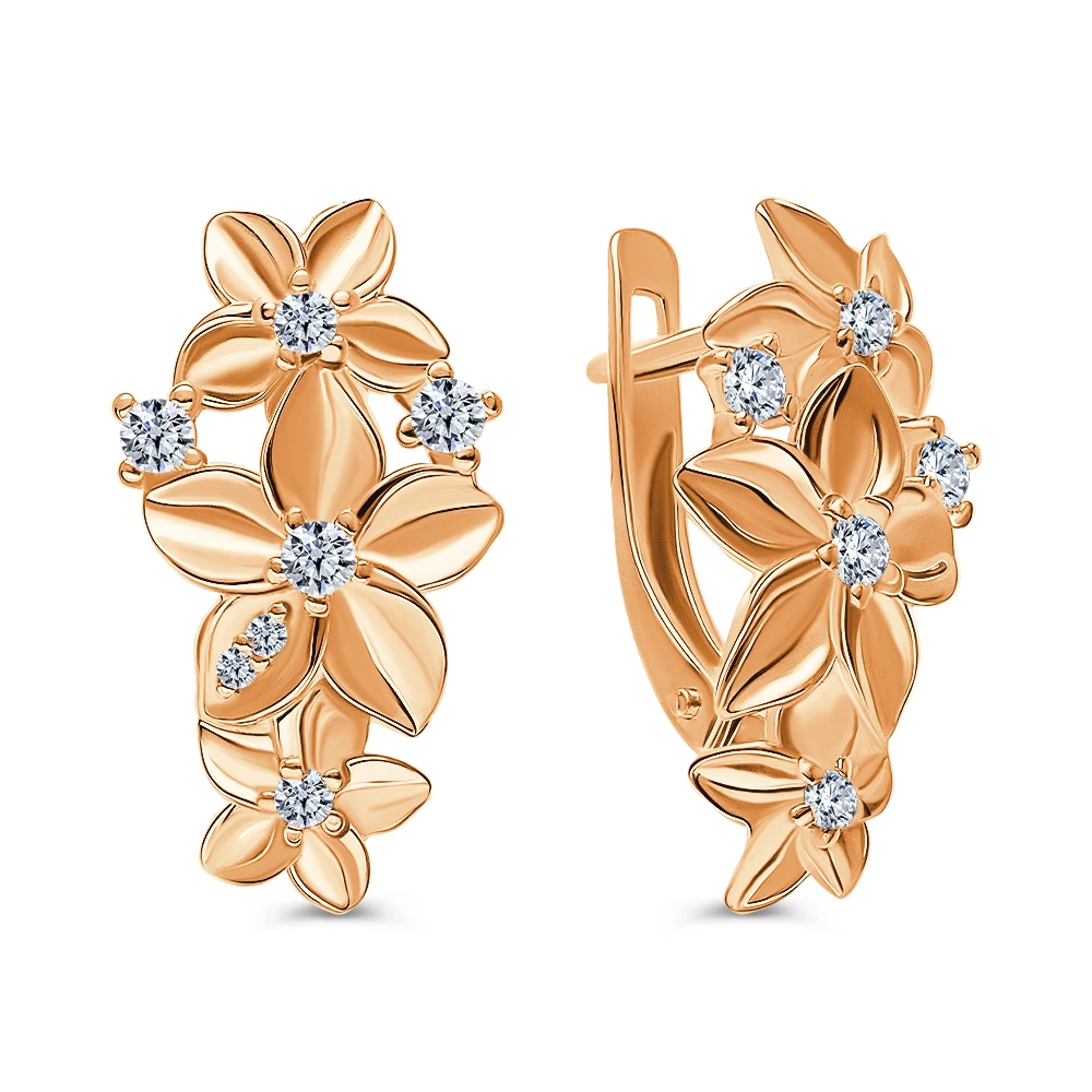 Серьги с фианитами из серебра 925 пробы