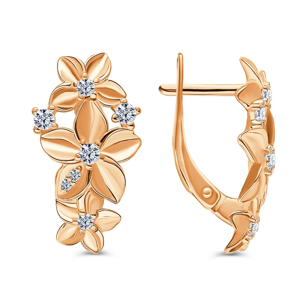 Серьги с фианитами из серебра 925 пробы