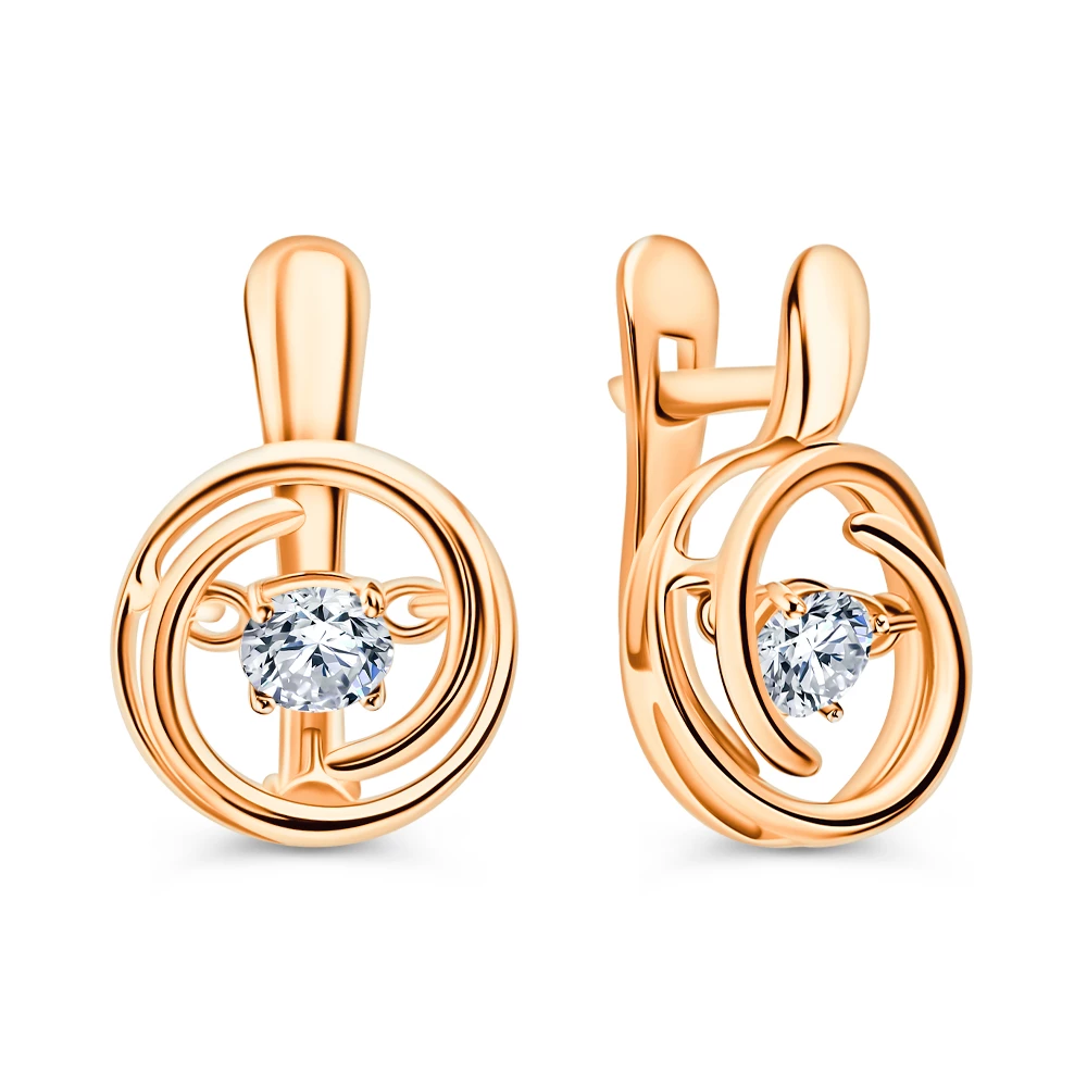 Серьги с фианитами из серебра 925 пробы