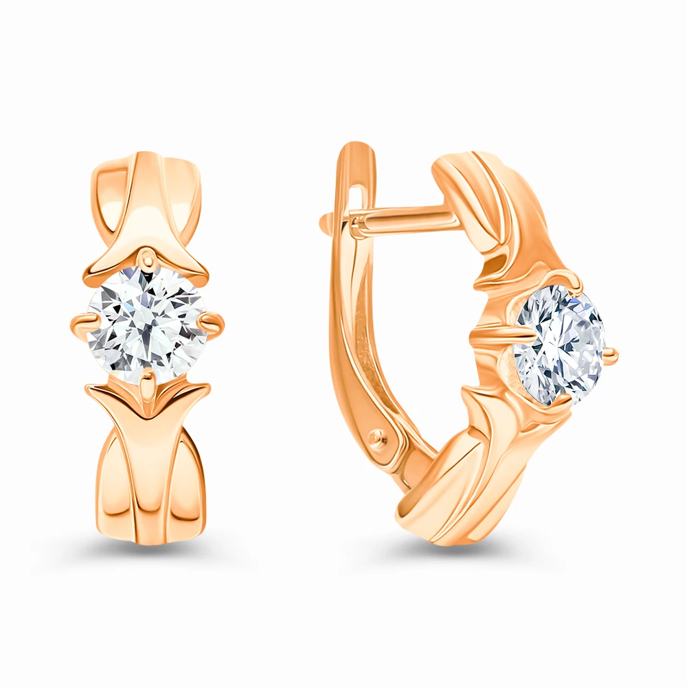 Серьги с фианитами из серебра 925 пробы