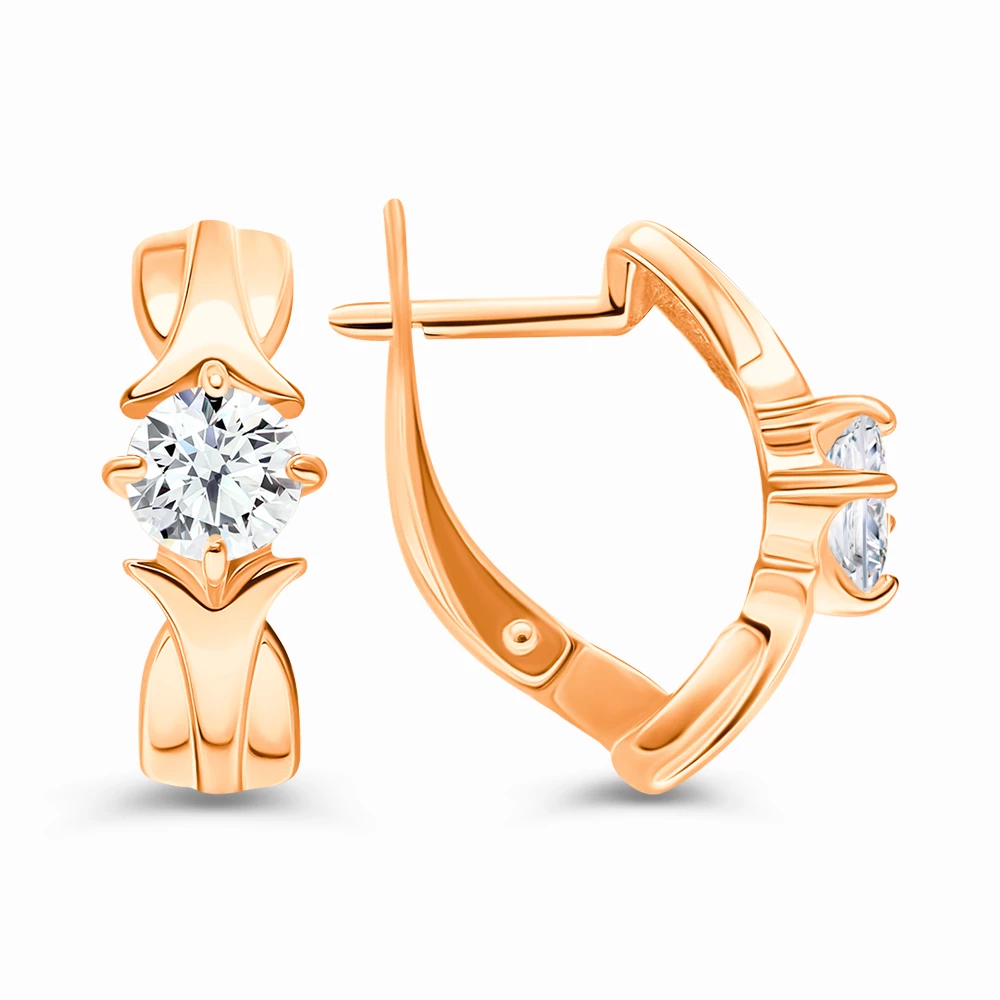 Серьги с фианитами из серебра 925 пробы