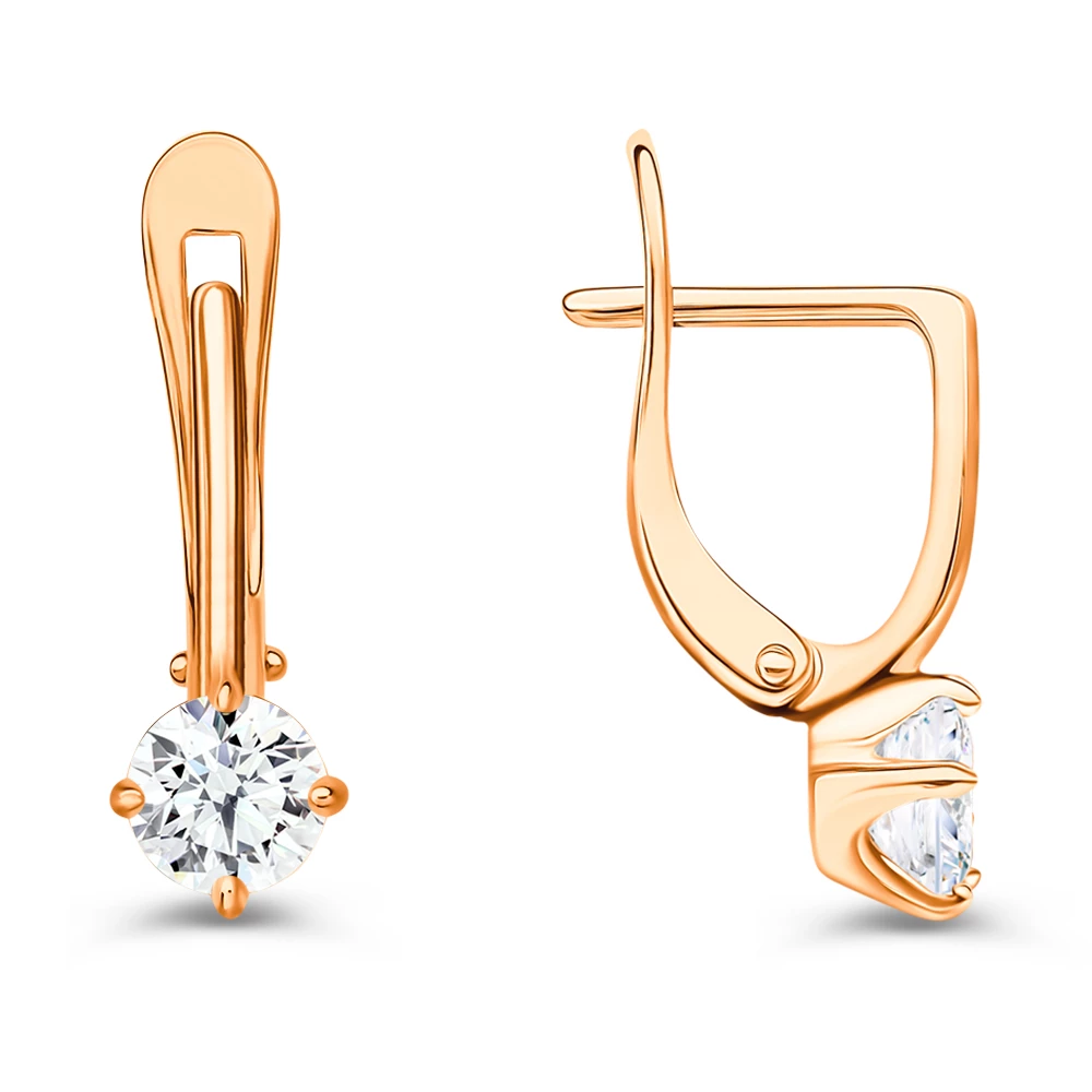 Серьги с фианитами из серебра 925 пробы