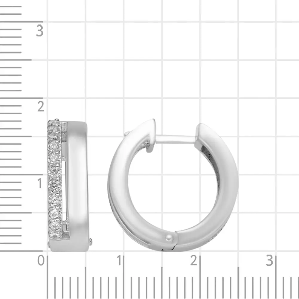 Серьги конго с фианитами из серебра 925 пробы