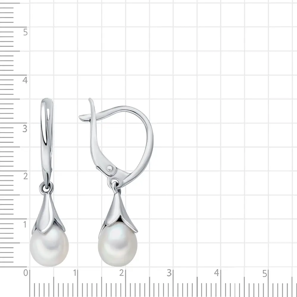 Серьги с культивированным жемчугом из серебра 925 пробы 3