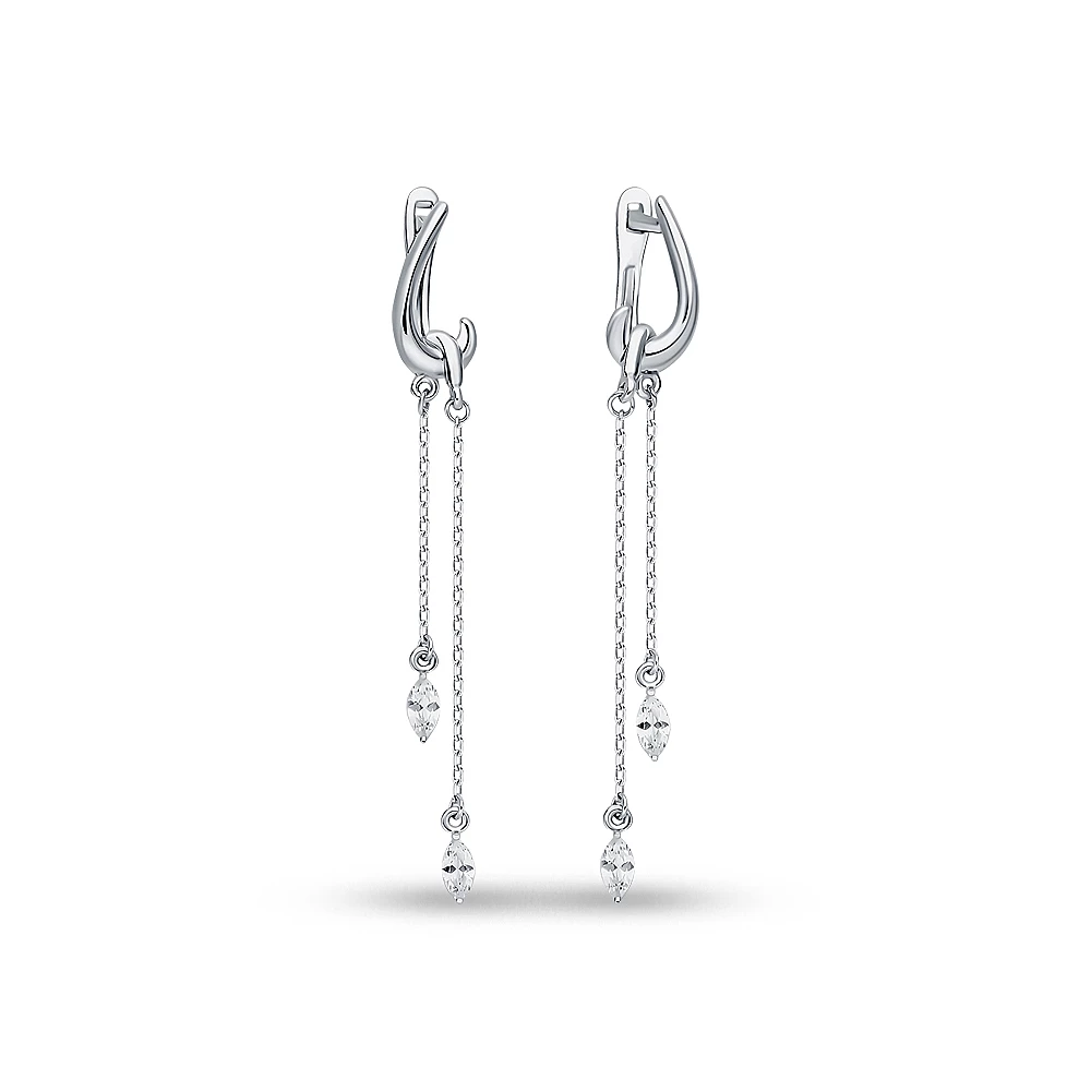 Серьги с фианитами из серебра 925 пробы 1