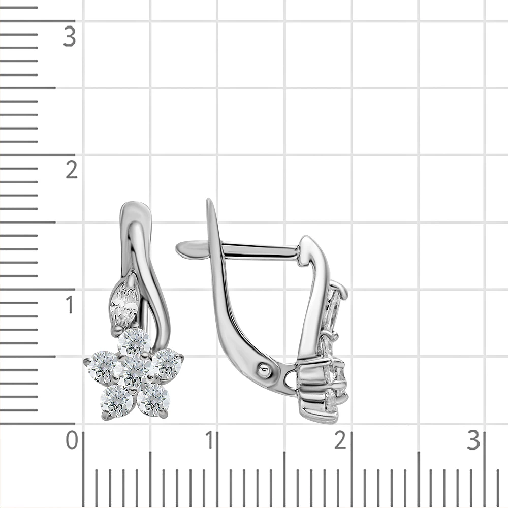 Серьги с фианитами из серебра 925 пробы