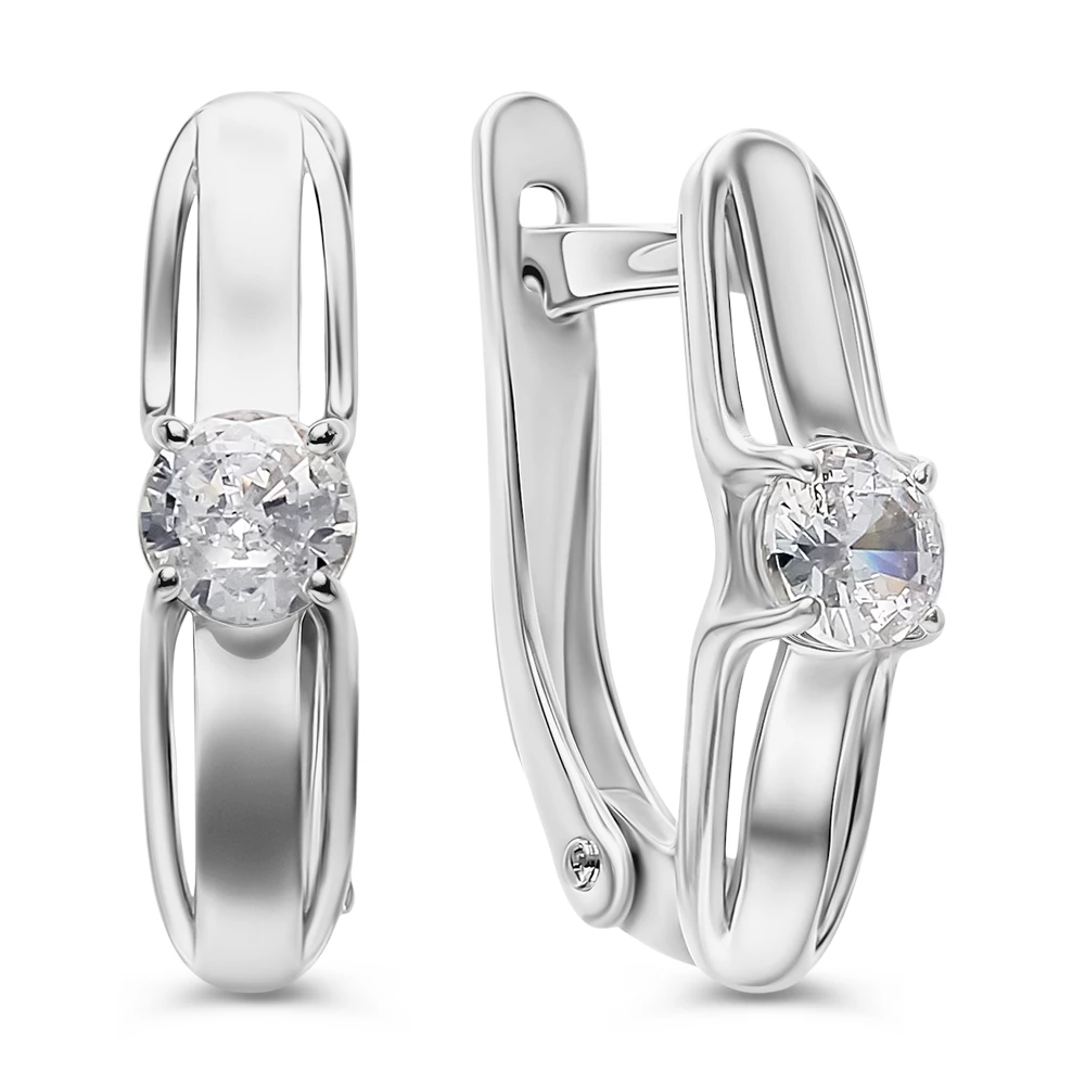 Серьги с фианитами из серебра 925 пробы