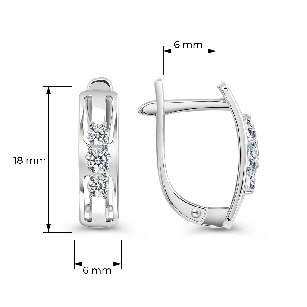 Серьги с фианитами из серебра 925 пробы