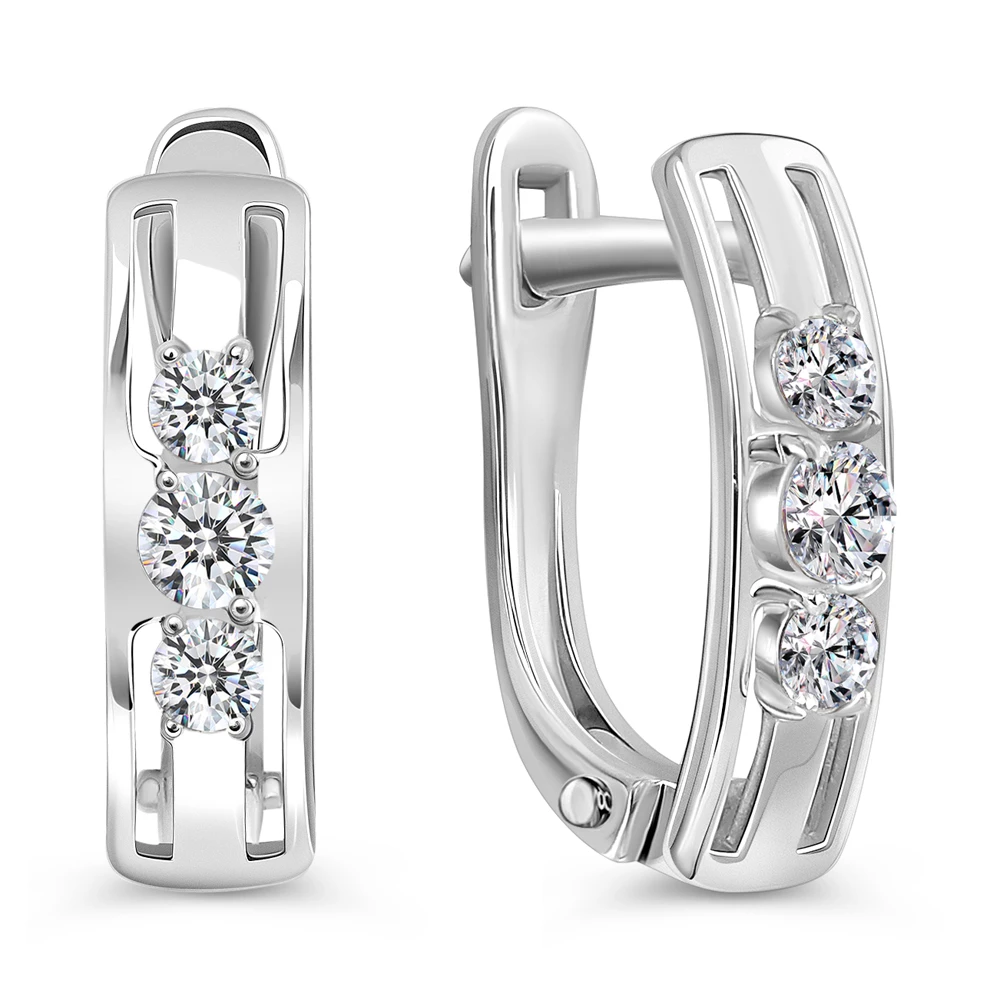 Серьги с фианитами из серебра 925 пробы