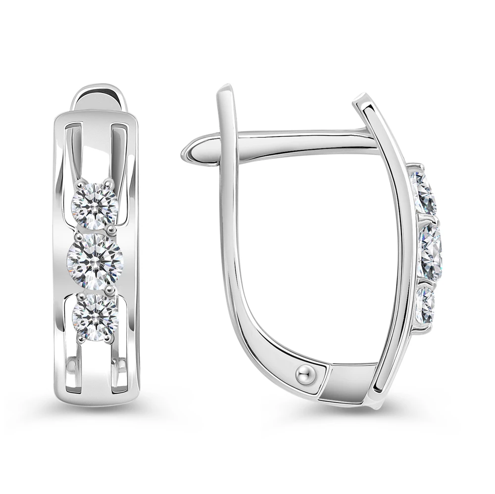Серьги с фианитами из серебра 925 пробы