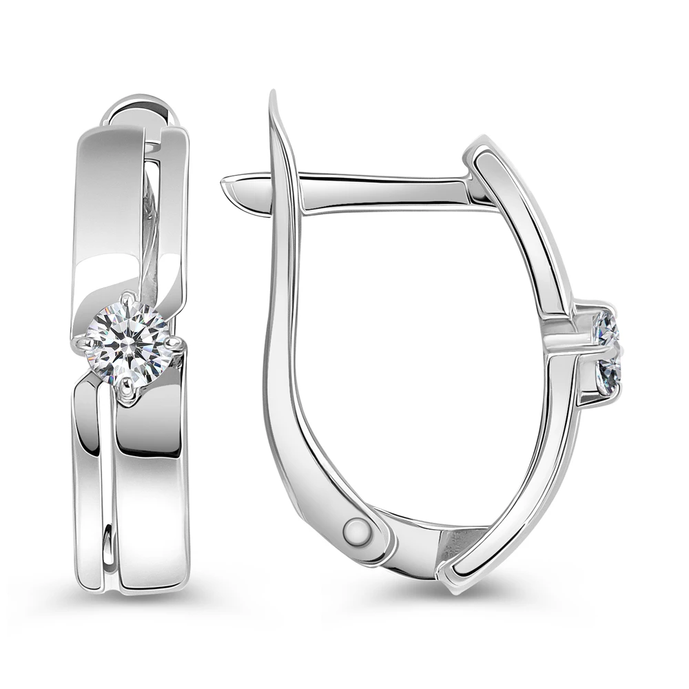 Серьги с фианитами из серебра 925 пробы