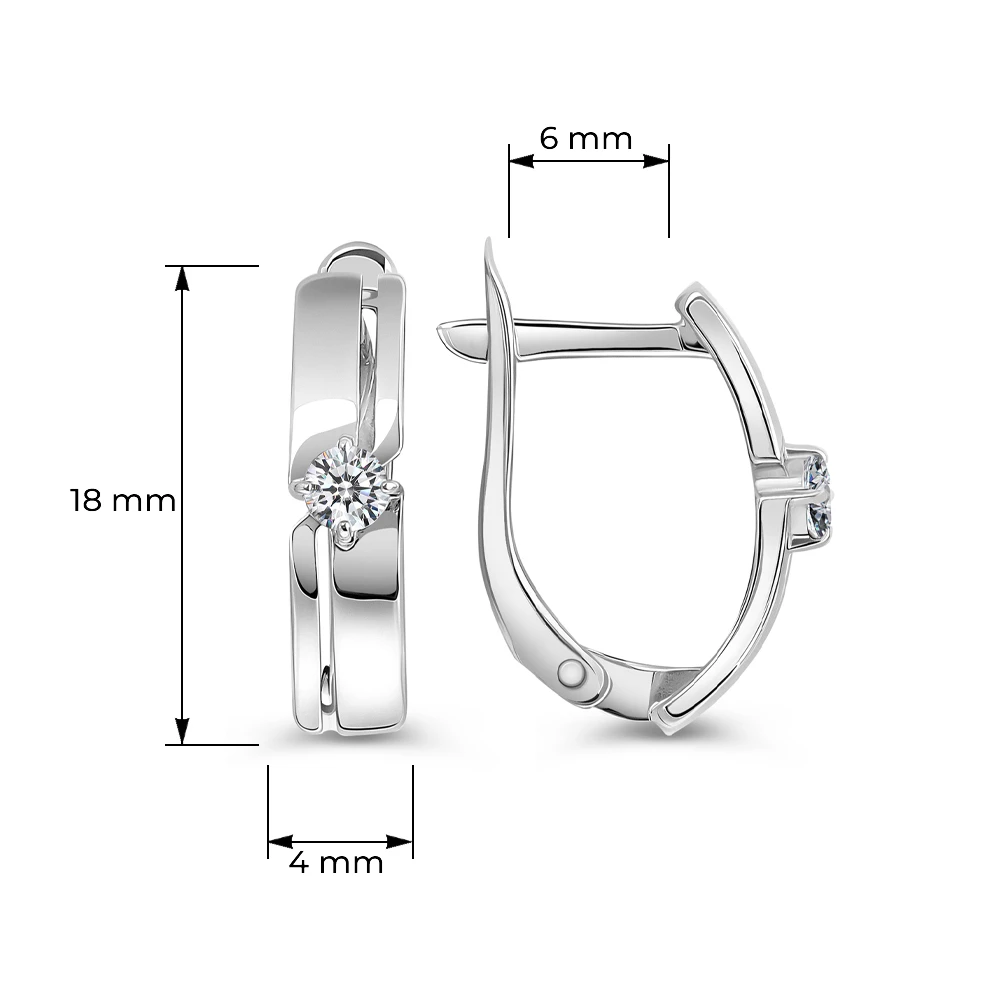 Серьги с фианитами из серебра 925 пробы
