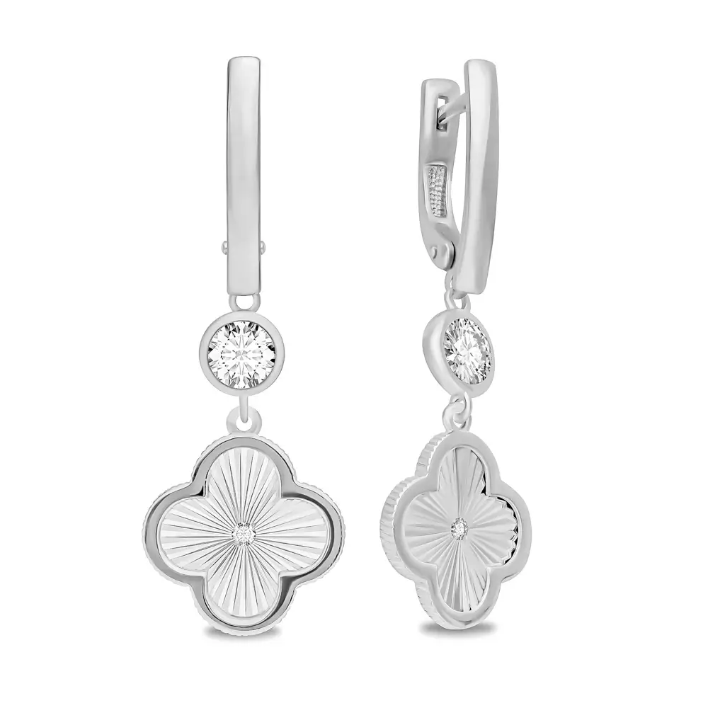 Серьги с фианитами из серебра 925 пробы