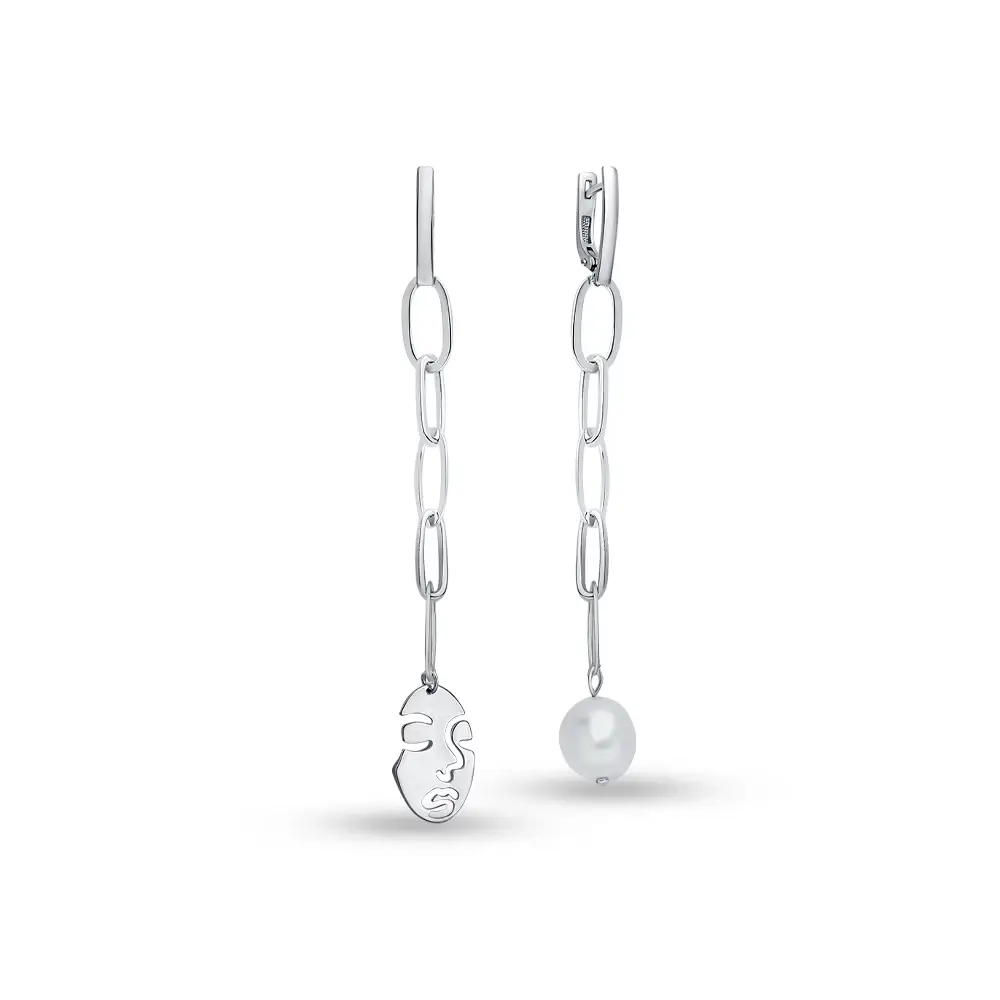 Серьги с культивированным жемчугом из серебра 925 пробы