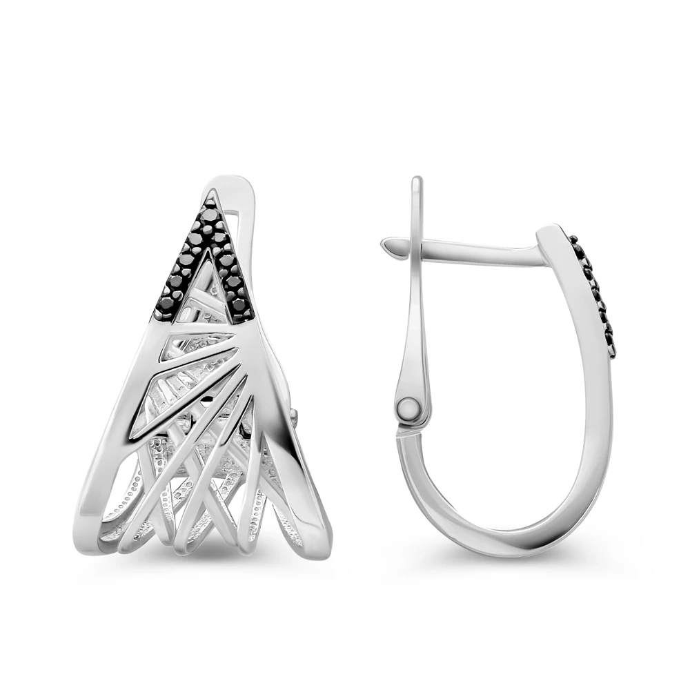 Серьги с фианитами из серебра 925 пробы