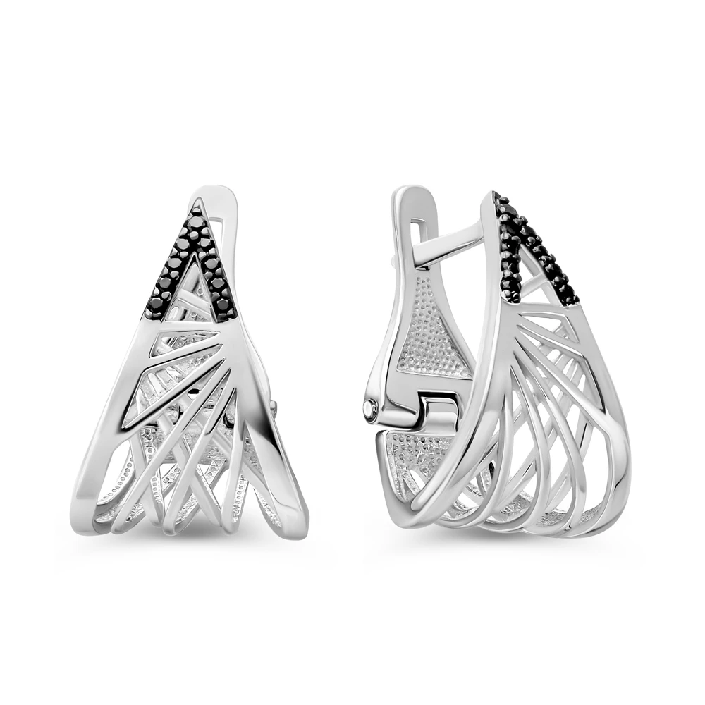 Серьги с фианитами из серебра 925 пробы