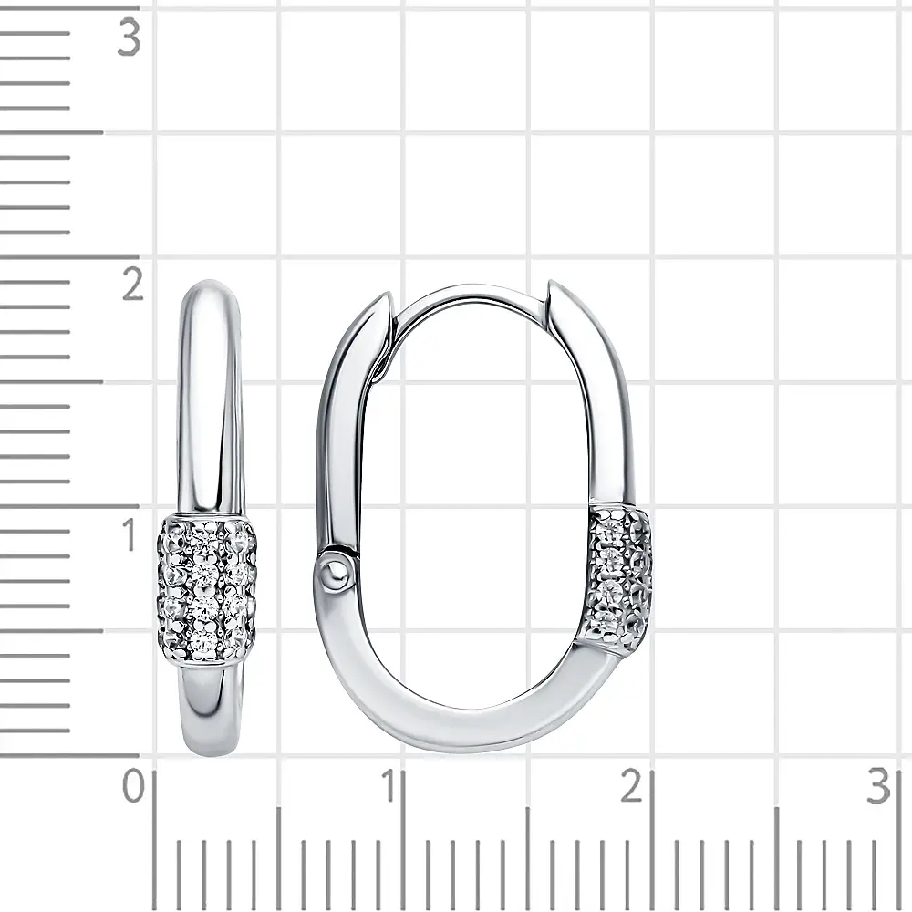 Серьги конго с фианитами из серебра 925 пробы 2