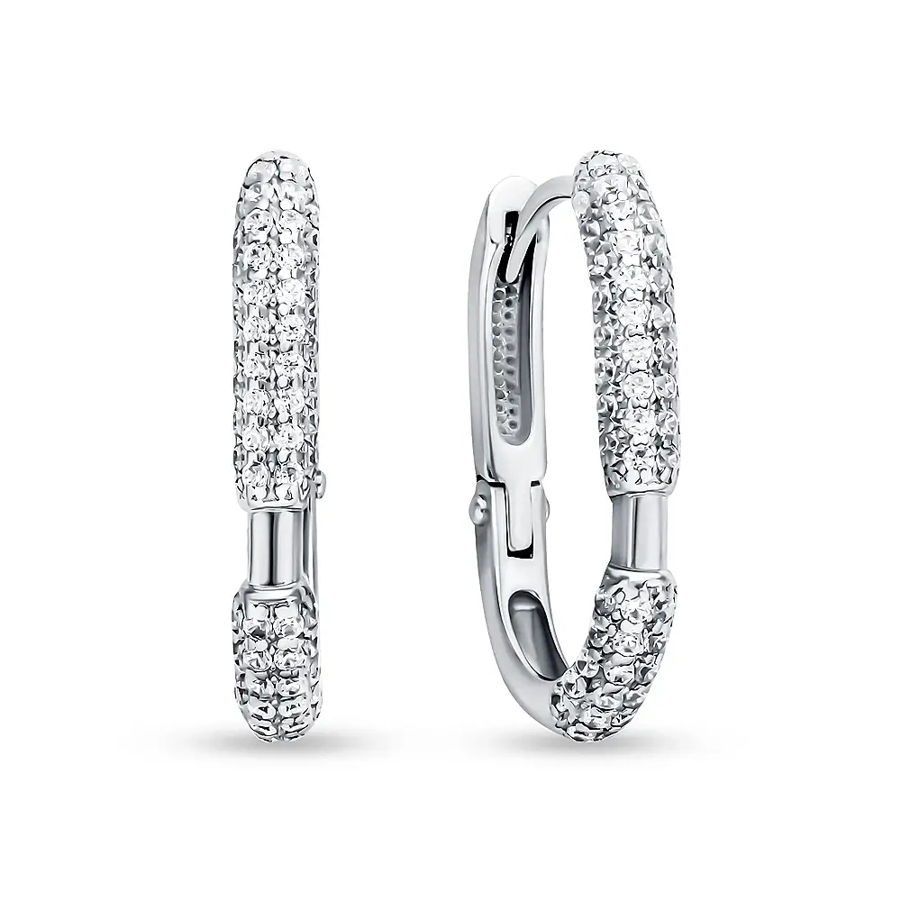 Серьги конго с фианитами из серебра 925 пробы 1