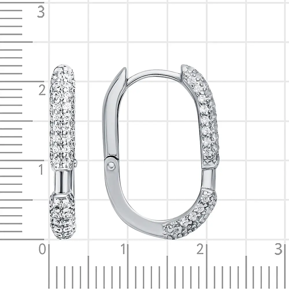 Серьги конго с фианитами из серебра 925 пробы 2