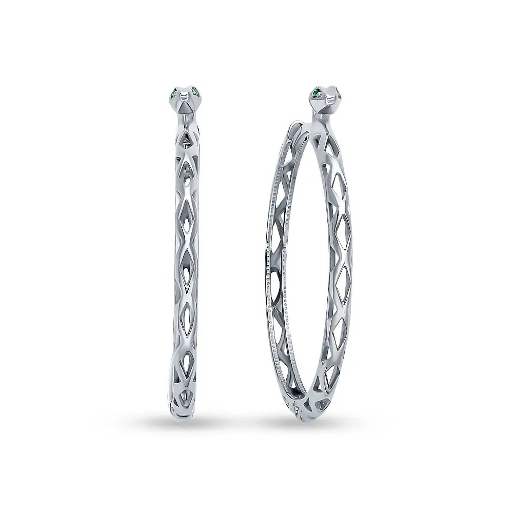 Серьги конго с фианитами из серебра 925 пробы 1