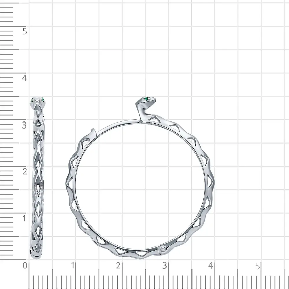 Серьги конго с фианитами из серебра 925 пробы 2
