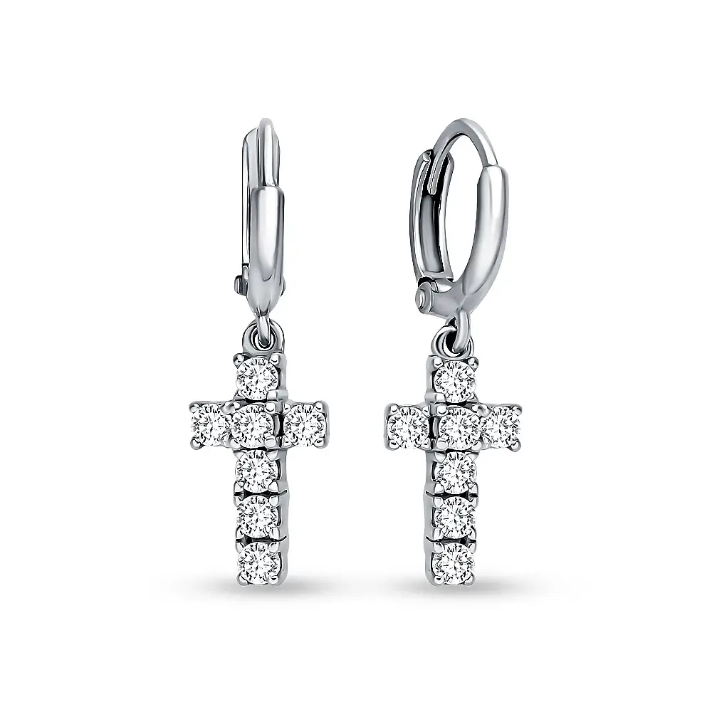 Серьги с фианитами из серебра 925 пробы 1