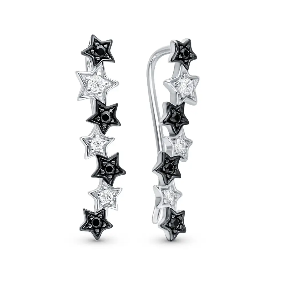 Серьги с фианитами из серебра 925 пробы 1