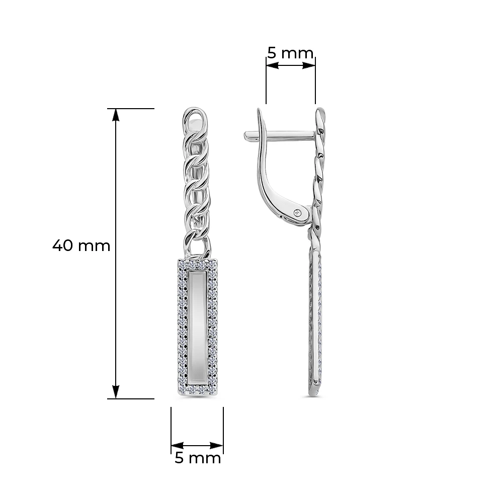 Серьги с цирконием из серебра 925 пробы