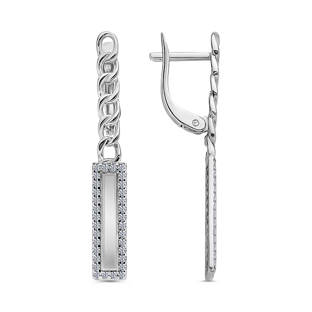 Серьги с цирконием из серебра 925 пробы