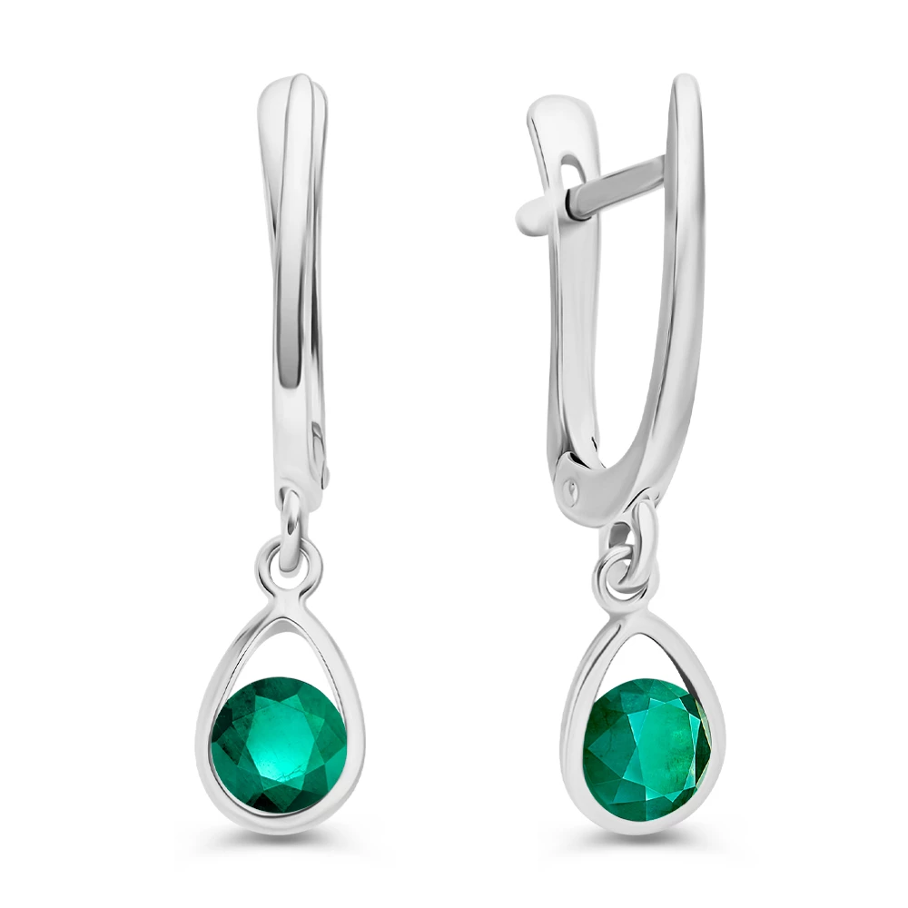 Серьги с фианитами из серебра 925 пробы