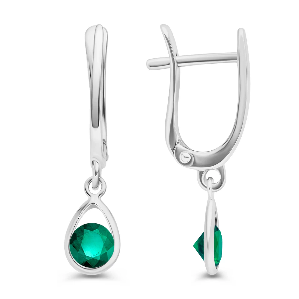 Серьги с фианитами из серебра 925 пробы