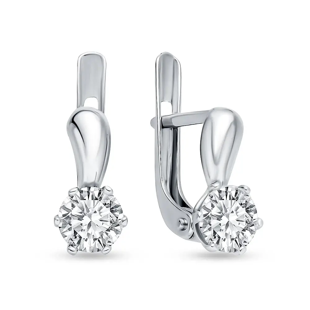 Серьги с фианитами из серебра 925 пробы 1