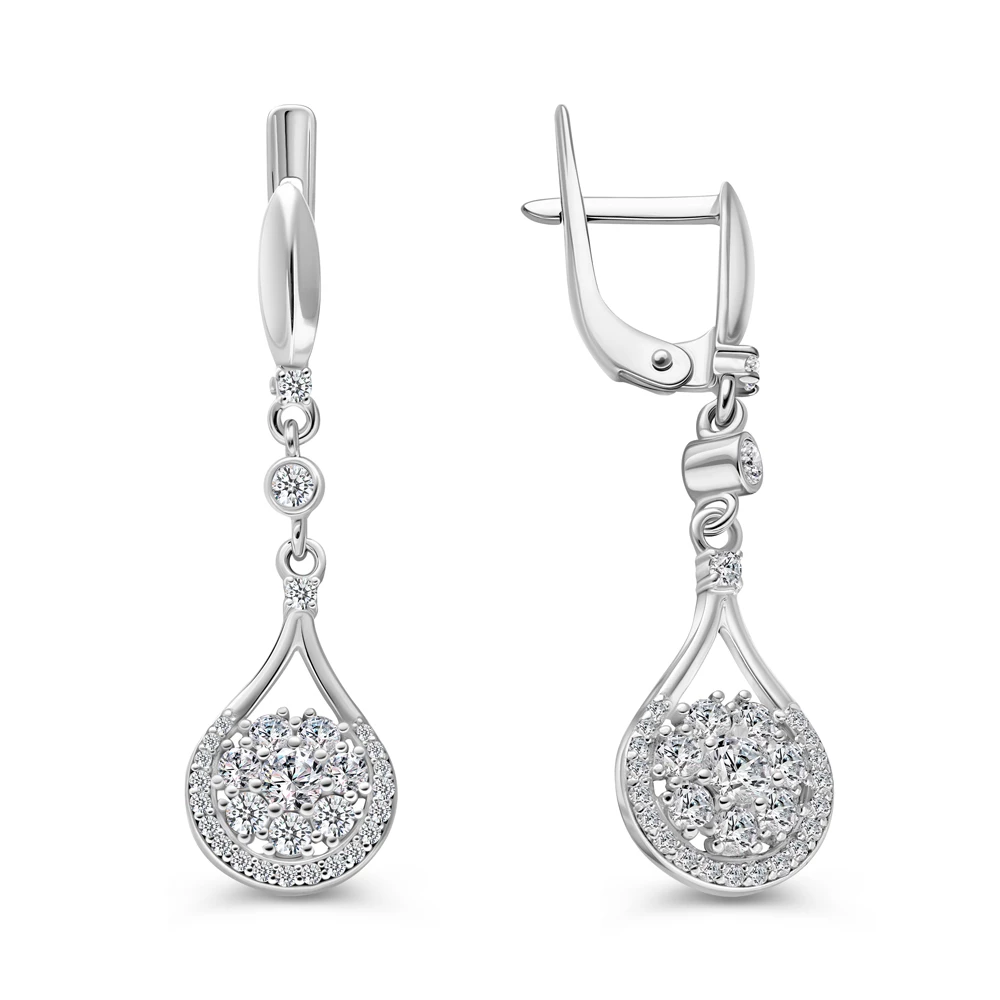 Серьги с фианитами из серебра 925 пробы