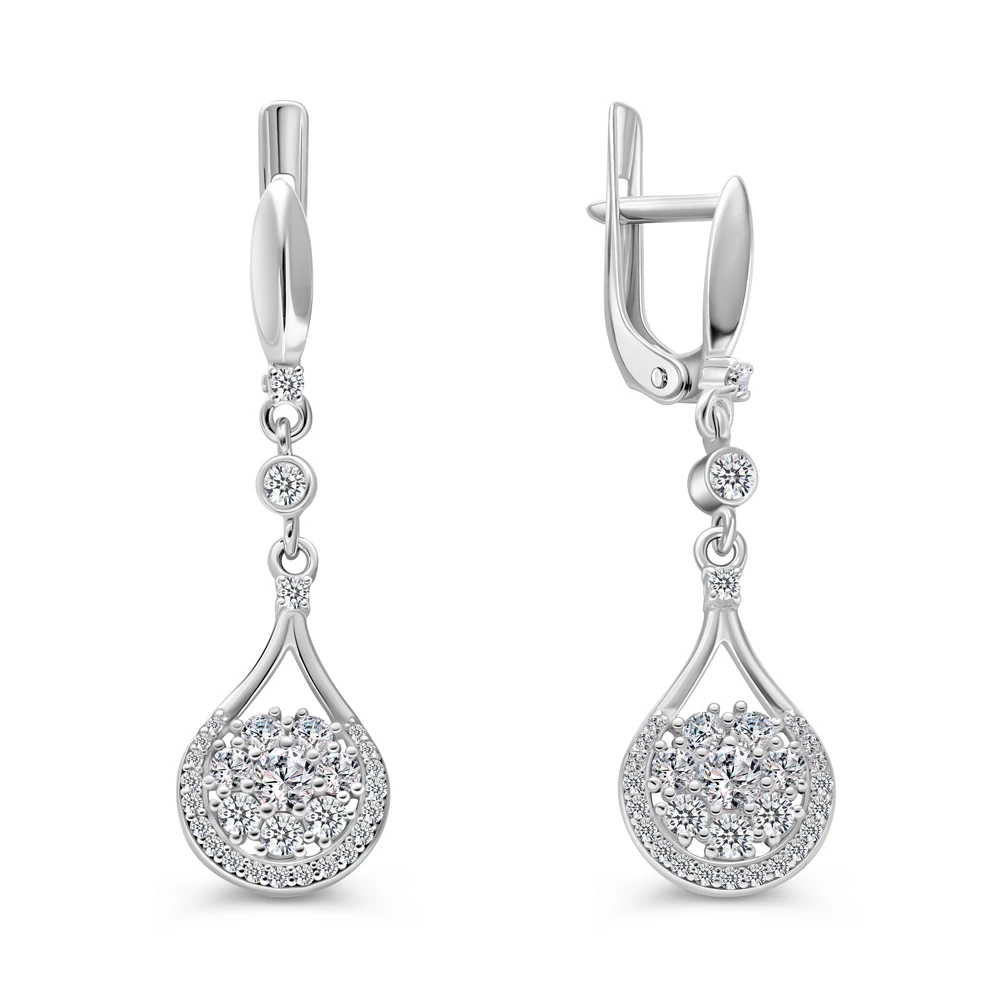 Серьги с фианитами из серебра 925 пробы