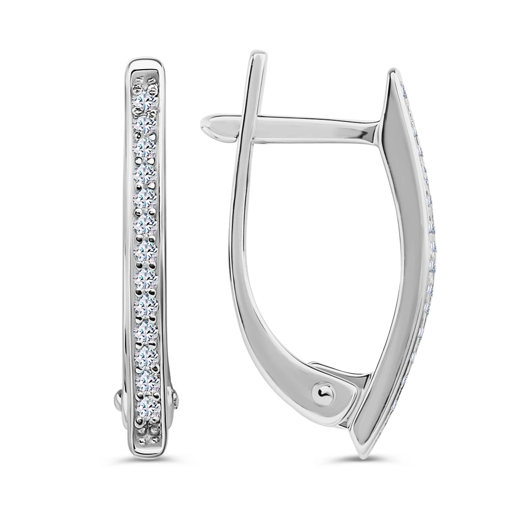 Серьги с фианитами из серебра 925 пробы