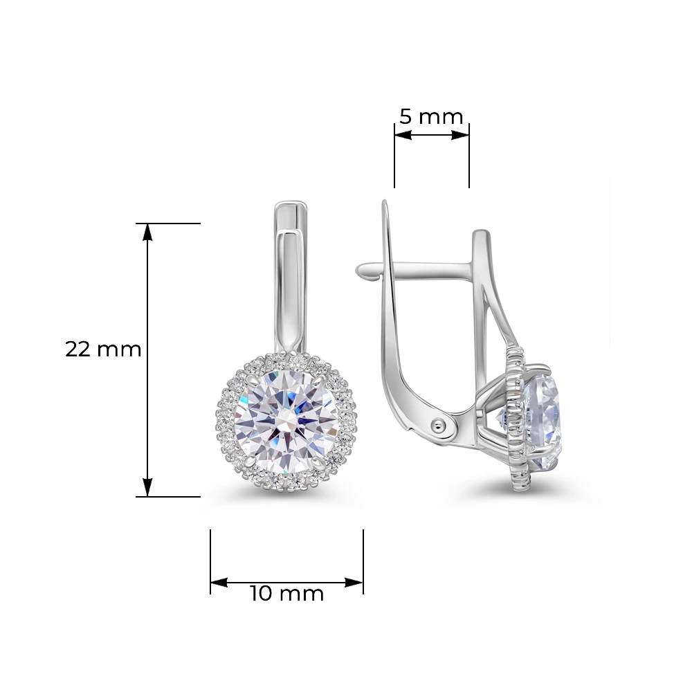 Серьги с фианитами из серебра 925 пробы