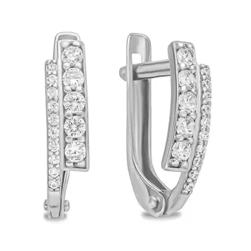 Серьги с фианитами из серебра 925 пробы