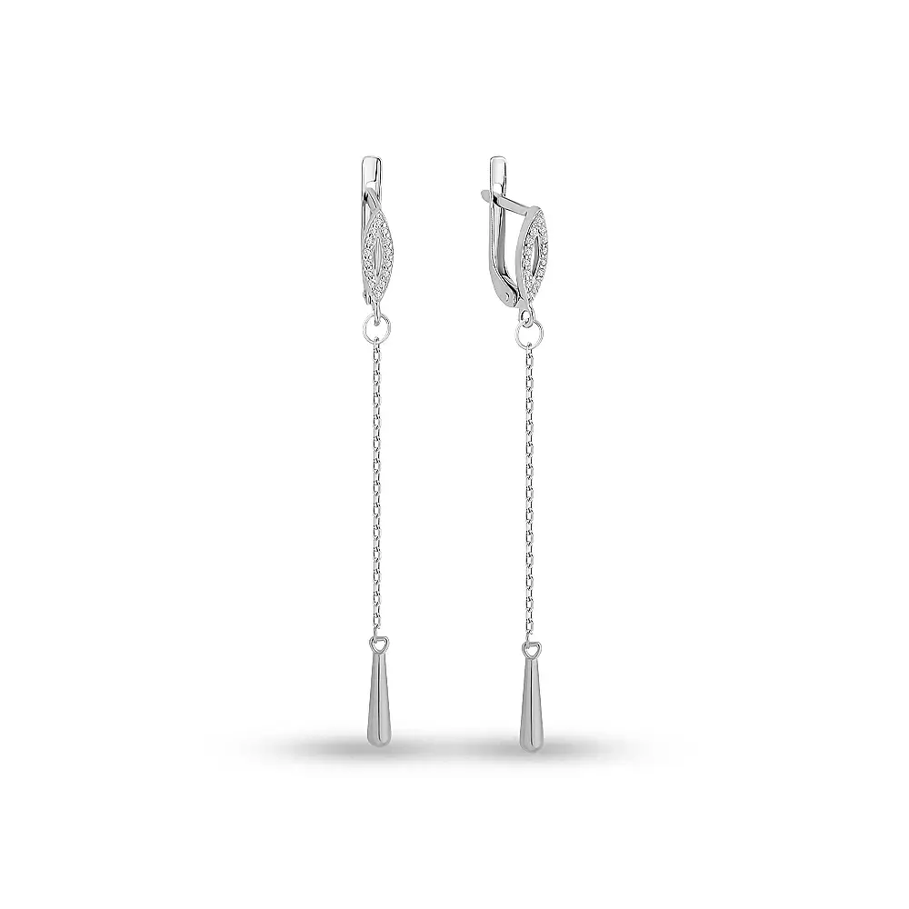 Серьги с фианитами из серебра 925 пробы 1