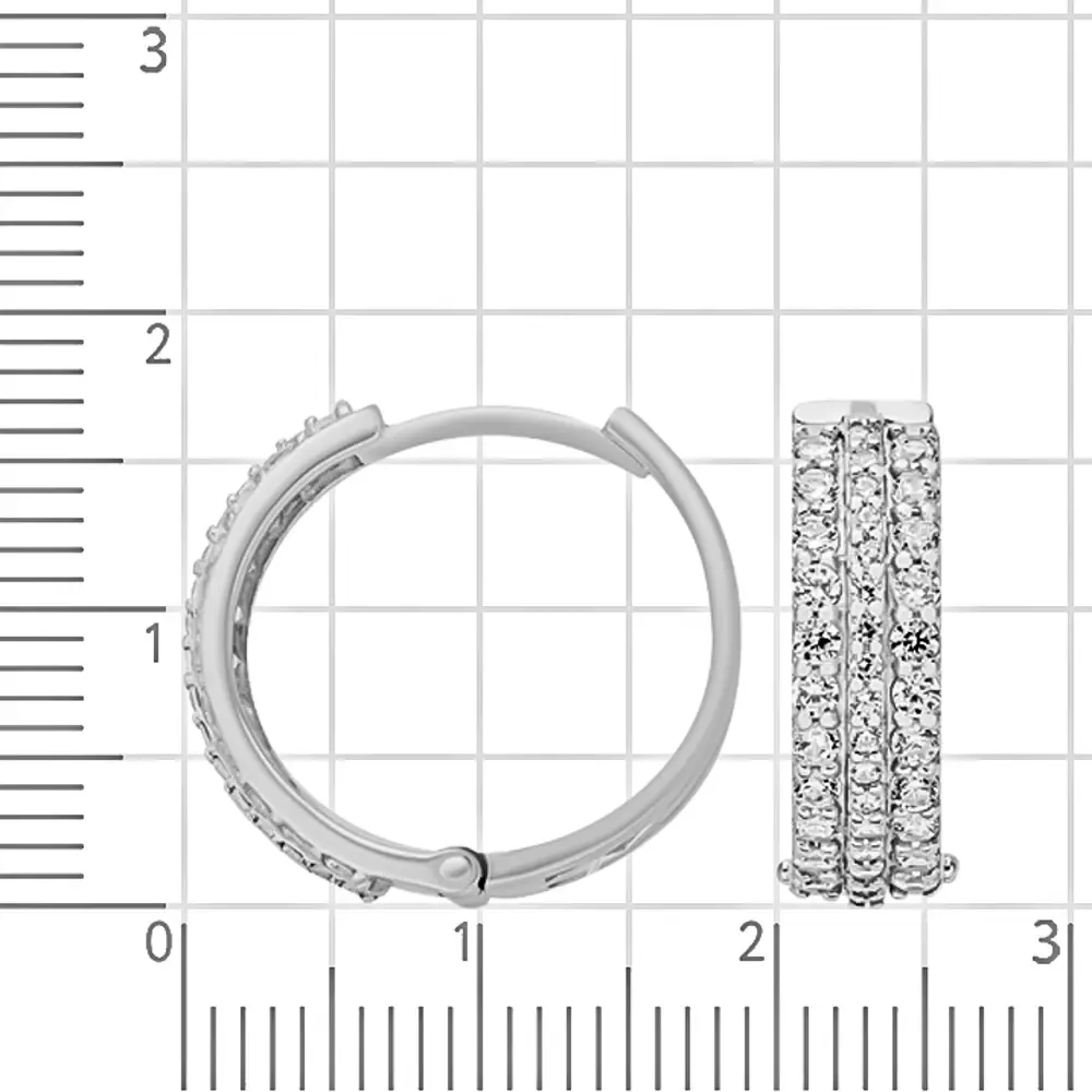 Серьги конго с фианитами из серебра 925 пробы 3