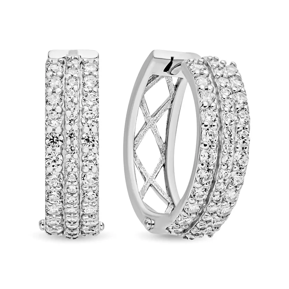 Серьги конго с фианитами из серебра 925 пробы 1