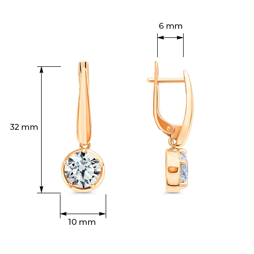 Серьги с фианитами из серебра 925 пробы